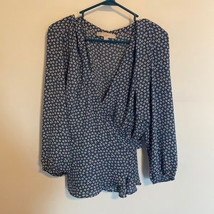 Floral loft wrap tie blouse